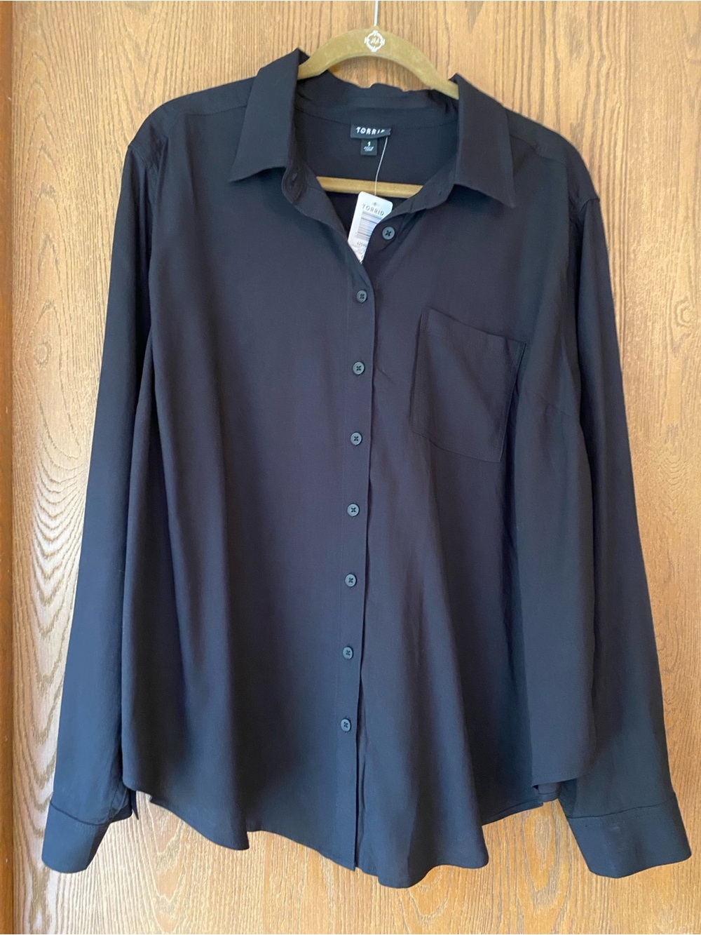Torrid - Lizzie Long Sleeve Button Down Shirt, Black, Sz 1X